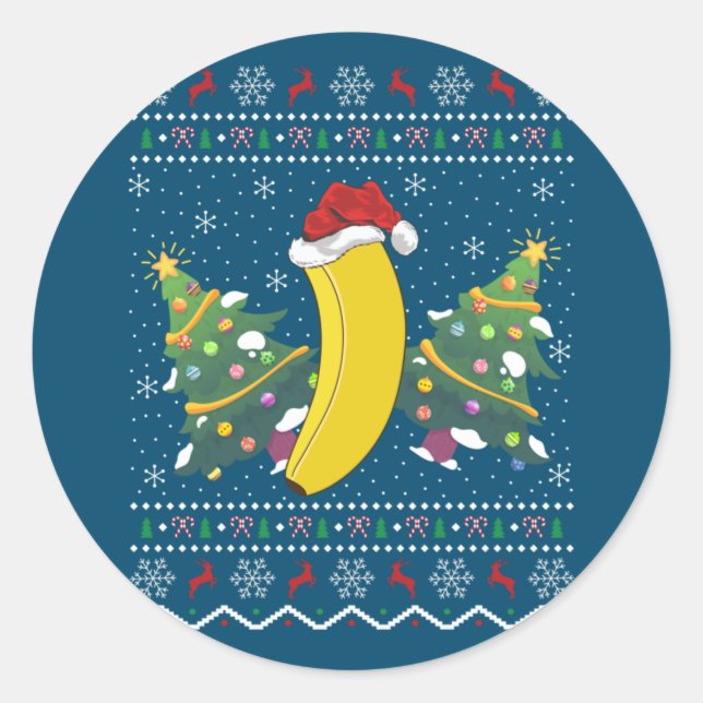 Banana Lover Xmas Gift Ugly Banana Christmas Classic Round Sticker (Front)