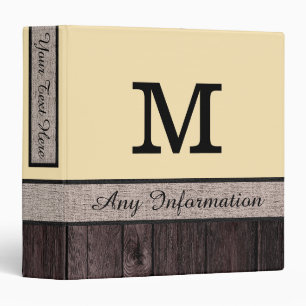 Banana Mania Colour Rustic Look Wood Monogram Binder