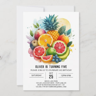 Banana Modern Fiesta Fruits Birthday Invitation