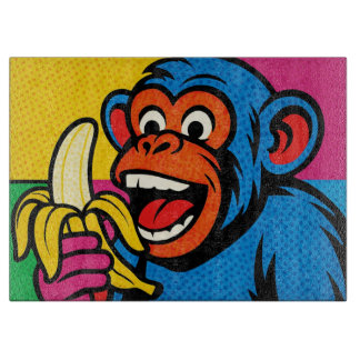 banana monkey popart cutting board