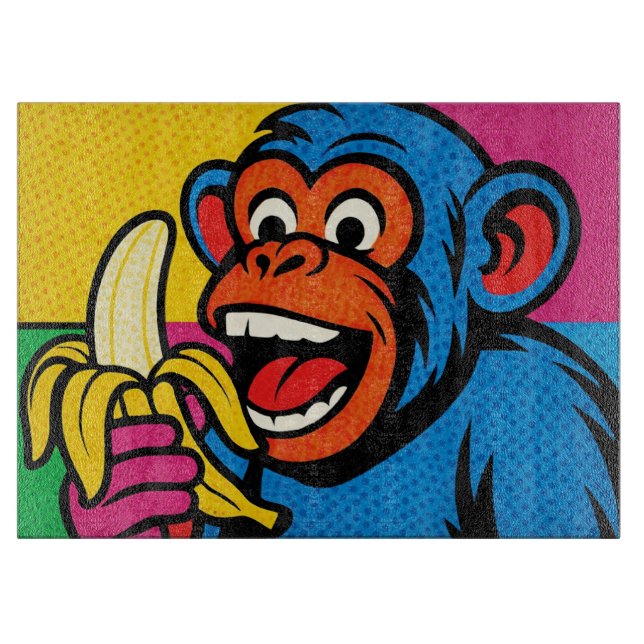 banana monkey popart cutting board (Front)