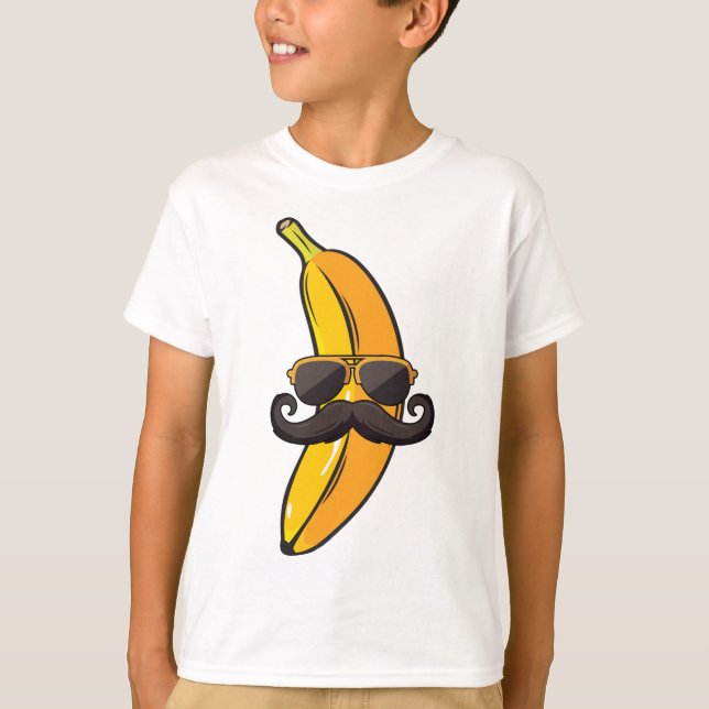 Banana Moustache Sunglasses Face Funny Fruit Cool  T-Shirt (Front)