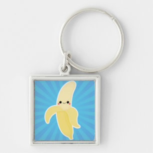 Banana on Blue Starburst Keychain