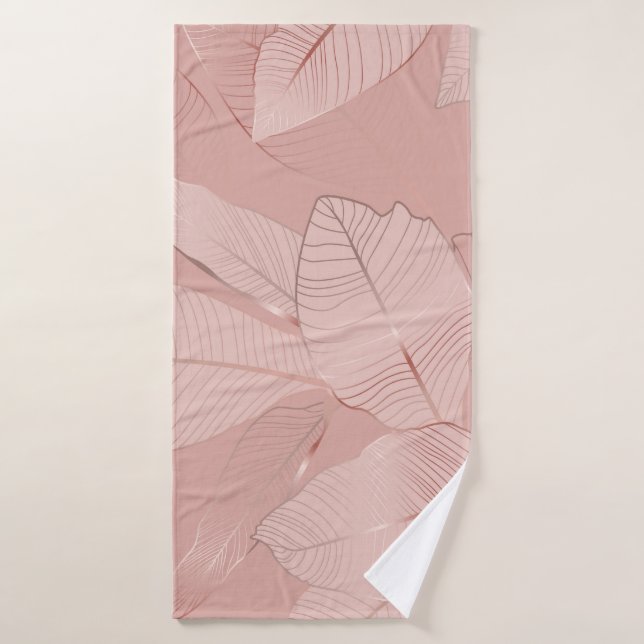 Banana, palm leaves: shiny copper. bath towel (Bath Towel)