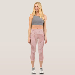 Banana, palm leaves: shiny copper. capri leggings