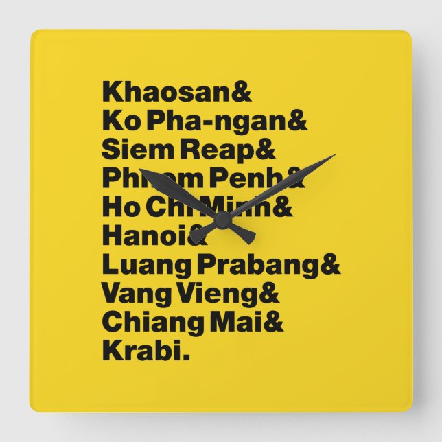 Banana Pancake Trail / Circuit Square Wall Clock (Front)