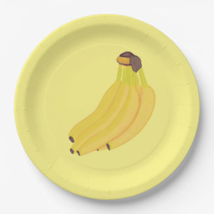 Banana Paper Plates featuring ripe yellow bananas