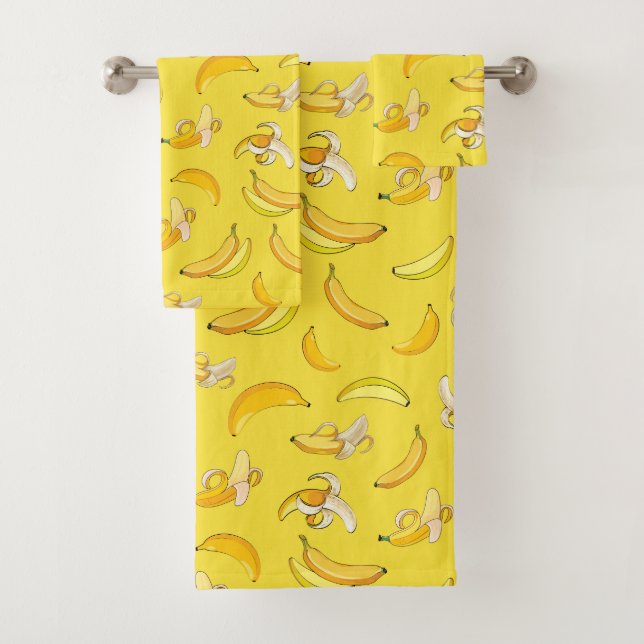 Banana Pattern 4 Bath Towel Set (Insitu)