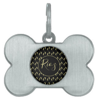 Banana Pattern Black Name  Pet ID Tag