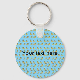 Banana pattern on blue background keychain