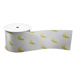 Banana pattern on grey satin ribbon