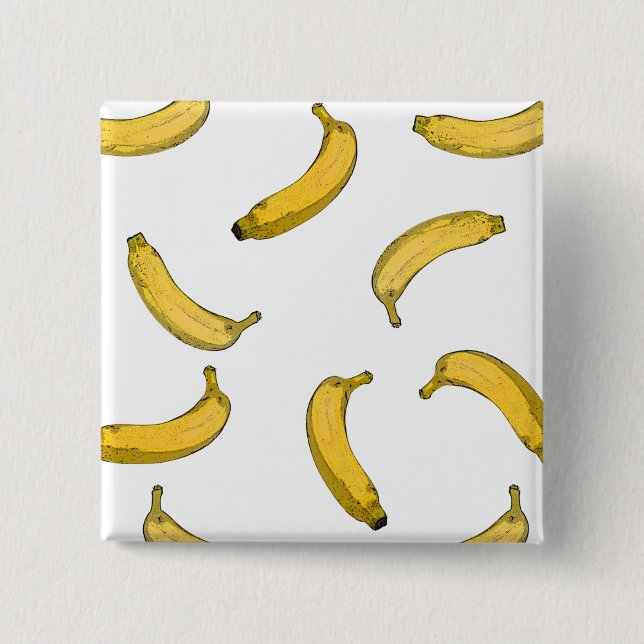 Banana pattern sketch version 2 inch square button (Front)