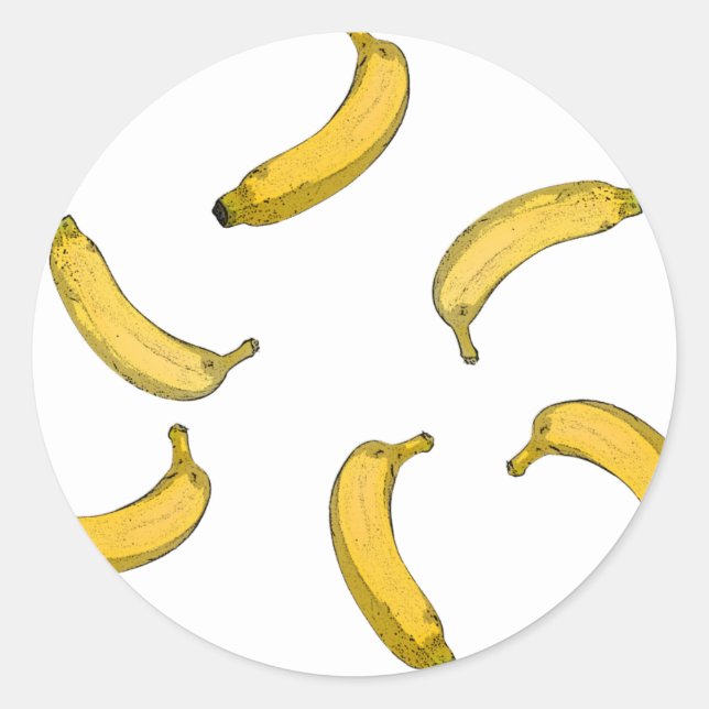 Banana pattern sketch version classic round sticker (Front)