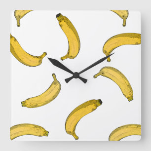 Banana pattern sketch version square wall clock