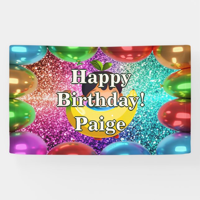 Banana Personalized character birthday banner (Horizontal)