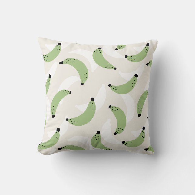 Banana Pop Sage Green Throw Pillow (Front)