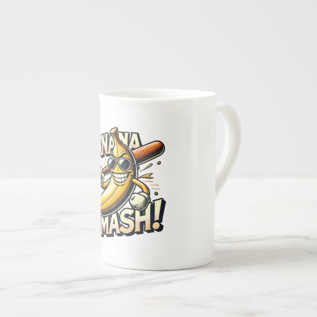 Banana Power-Up Bone China Mug (Front Right)
