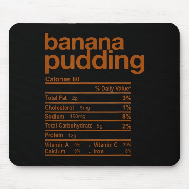 Banana Pudding Nutrition Facts Funny Thanksgiving  Mouse Pad (Front)