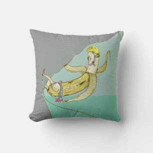 Banana Rock Climbing Throw Pillow