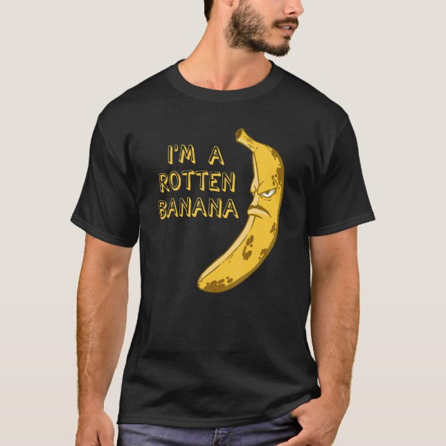 Banana Rotten Brown Frowning Face Fruit T-Shirt (Front)
