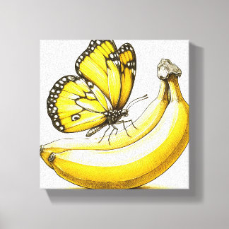 Banana Sketched Butterfly Canvas Wall Art