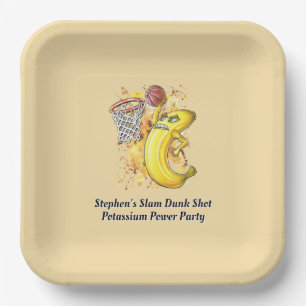 Banana Slam Dunk Shot Energetic Fruitarian Design Paper Plate