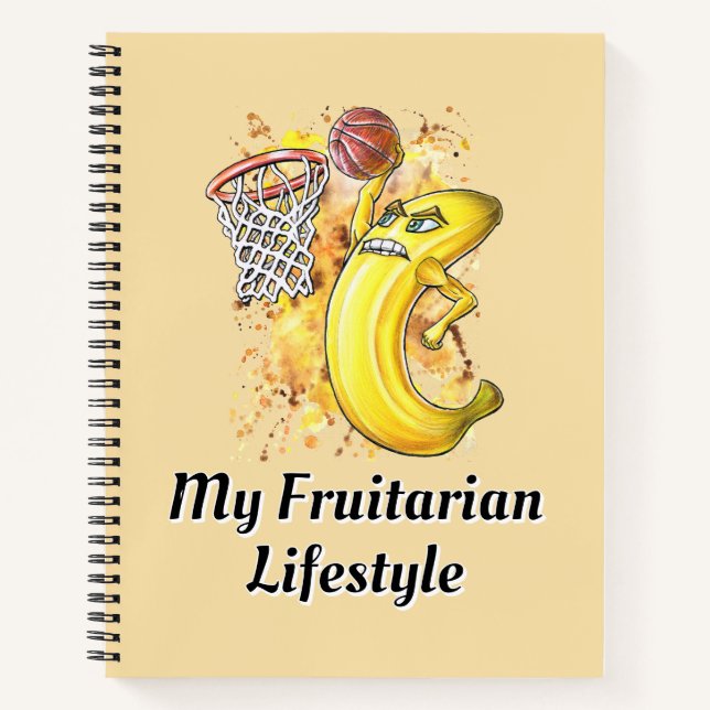 Banana Slam Dunk Shot Fruity Customizable Title Notebook (Front)