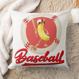 Banana Slugger Funny Baseball Custom Graphic Throw Pillow