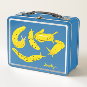 Banana Slugs Yellow and Blue Personalized Metal Lunch Box