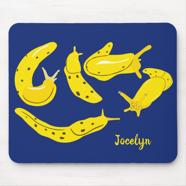 Banana Slugs Yellow and Blue Personalized Mouse Pad (Front)