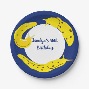 Banana Slugs Yellow and Blue Personalized Paper Plate