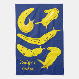 Banana Slugs Yellow and Royal Blue Personalize Kitchen Towel