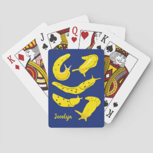 Banana Slugs Yellow and Royal Blue Personalized Playing Cards