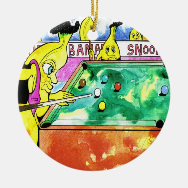 Banana Snooker Ceramic Ornament (Front)
