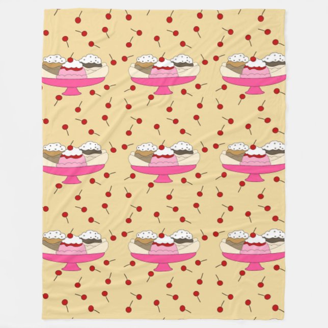 Banana Split Print Fleece Blanket (Front)