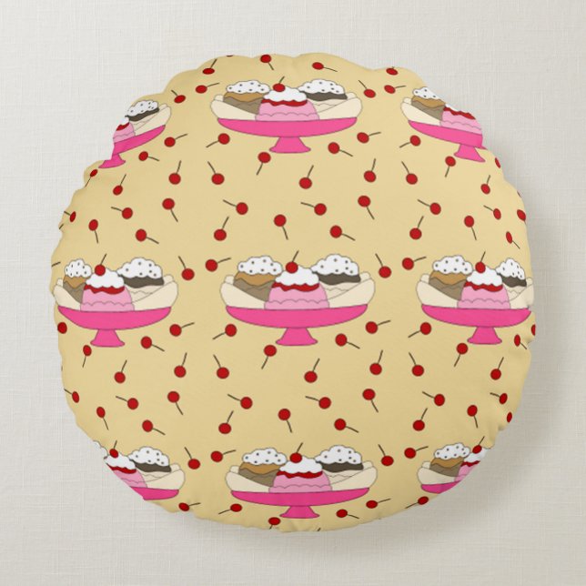 Banana Split Print Round Pillow (Front)