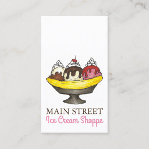 Banana Split Sundae Ice Cream Shoppe Shop Food Business Card