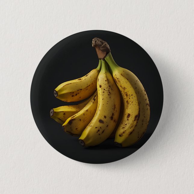 Banana Stack in a Pure Dark Black Background 2 Inch Round Button (Front)