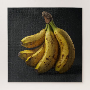 Banana Stack in a Pure Dark Black Background Jigsaw Puzzle