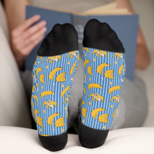 Banana Stripe Vector Pattern   Classic Blue Socks