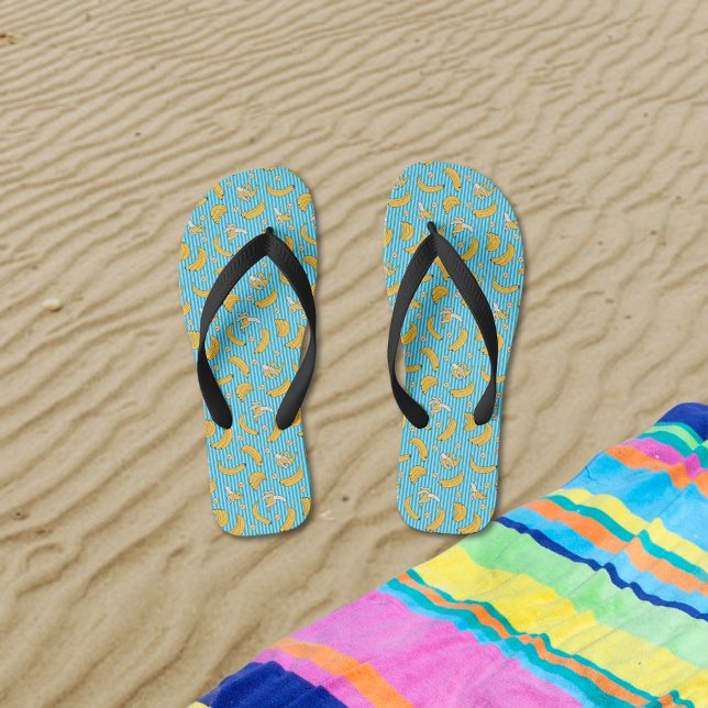 Banana Stripe Vector Pattern | Turquoise Blue Flip Flops (Creator Uploaded)