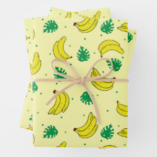 Banana Summer Yellow Tropical Fruits Pattern Wrapping Paper Sheet