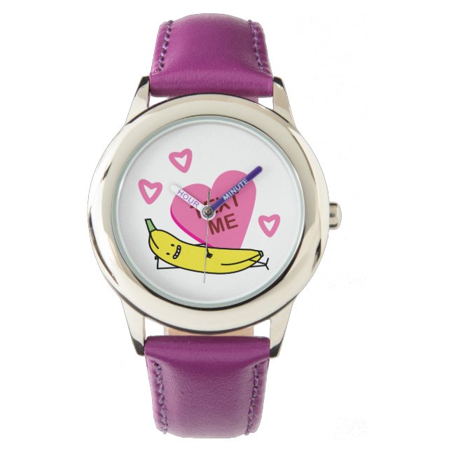 Banana Text Me Valentine Valentine's day laying Watch (Front)