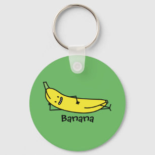 Banana that's smiling, laying down and relaxing keychain