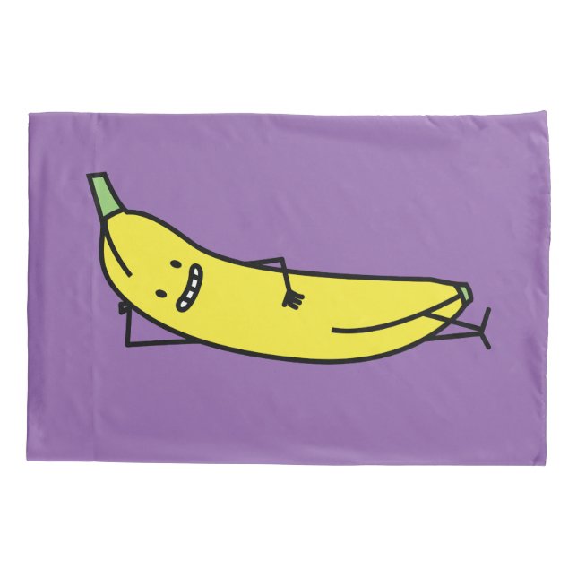 Banana that's smiling, laying down and relaxing pillowcase (Back)
