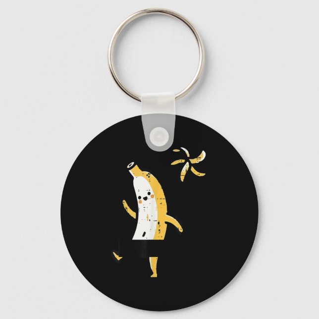Banana Throwing Away Peel Funny Fruit Meme Men Wom Keychain (Front)