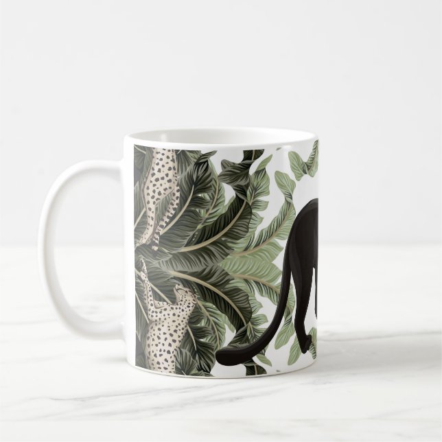 Banana Tree Cheetah Tropical Pattern Coffee Mug (Left)