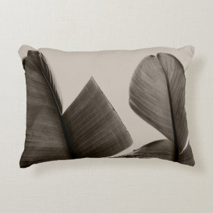 Banana Tree Leaves in Sepia Decorative Pillow