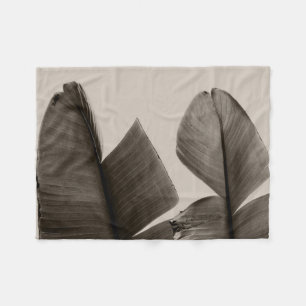 Banana Tree Leaves in Sepia Fleece Blanket