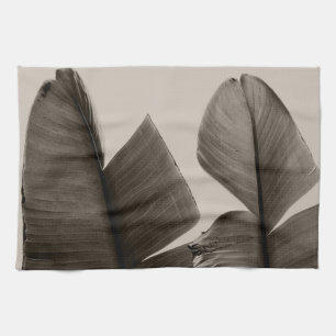 Banana Tree Leaves in Sepia  Kitchen Towel